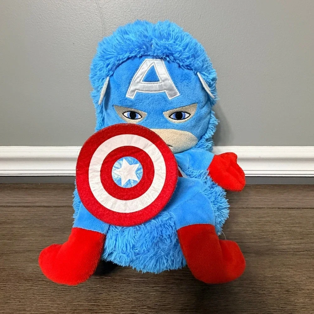 Marvel Comics Captain America HideAway Pets Shaggy Plush Superhero Blue  Toy